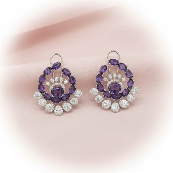 441712 Cz Classic Earring With Rhodium Plating