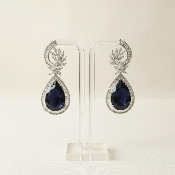 441713 Cz Classic Earring With Rhodium Plating