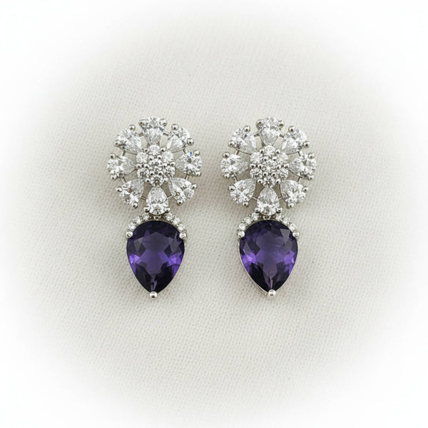 441717 Cz Classic Earring With Rhodium Plating