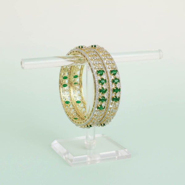 441719 Cz Classic Bangles With 2 Tone Plating