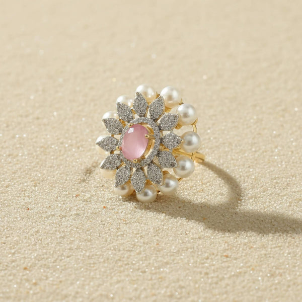 441721 Cz Moti Ring With 2 Tone Plating