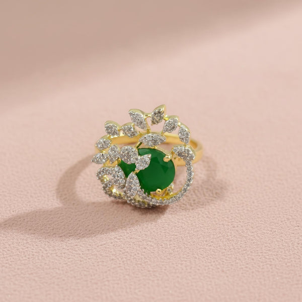 441726 Cz Adjustable Ring With 2 Tone Plating