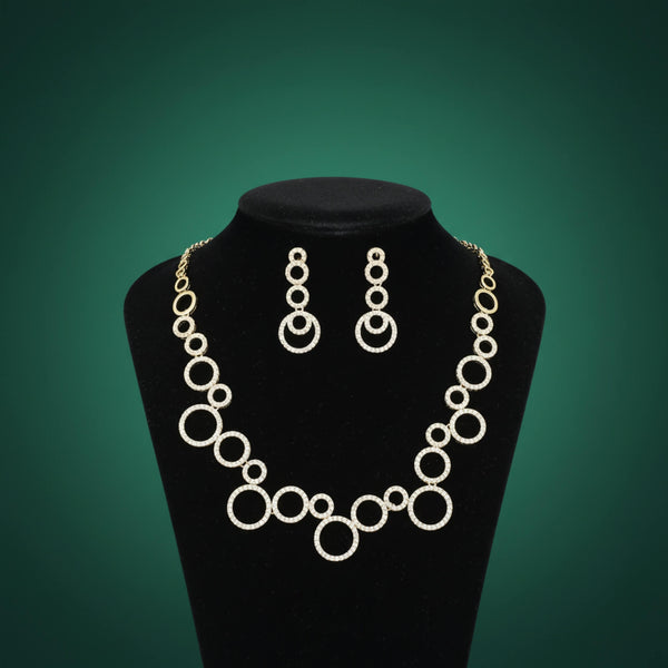 441732 Cz Classic Necklace Set Set With 2 Tone Rhodium Plating