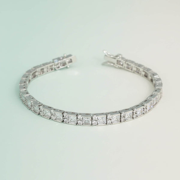 441745 American Diamond Classic Bracelet With 2 Tone Rhodium Plating