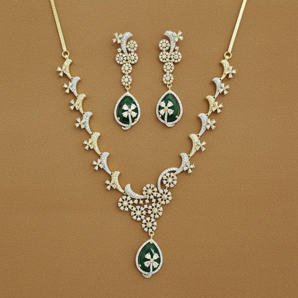 441768 American Diamond Classic Necklace Set With 2 Tone Plating
