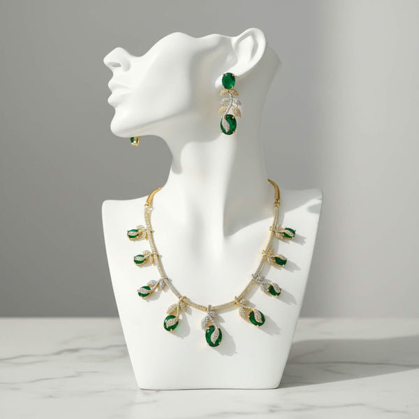 441773 American Diamond Classic Necklace Set With 2 Tone Plating