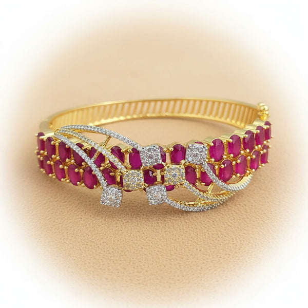 441777 American Diamond Openable Kada With 2 Tone Plating