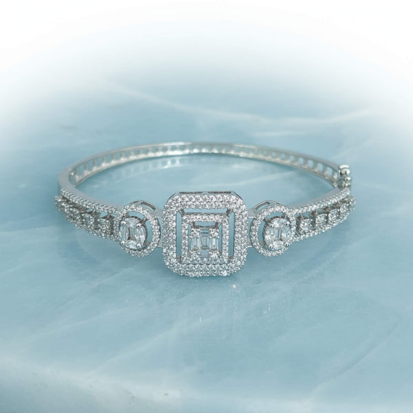 441778 American Diamond Classic Kada With 2 Tone Rhodium Plating