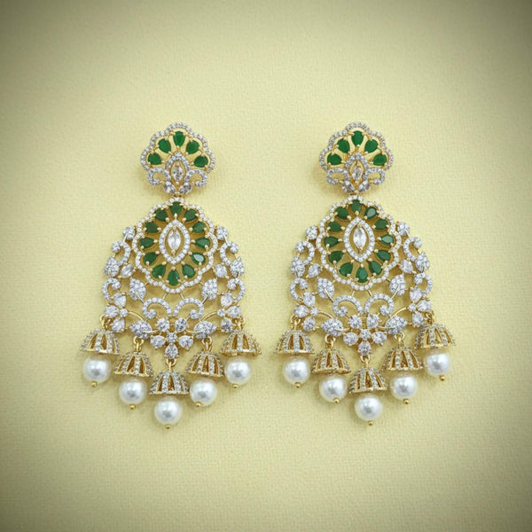 441782 American Diamond Classic Earring With 2 Tone Plating