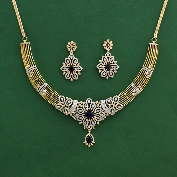 441811 American Diamond Classic Necklace Set With 2 Tone Plating