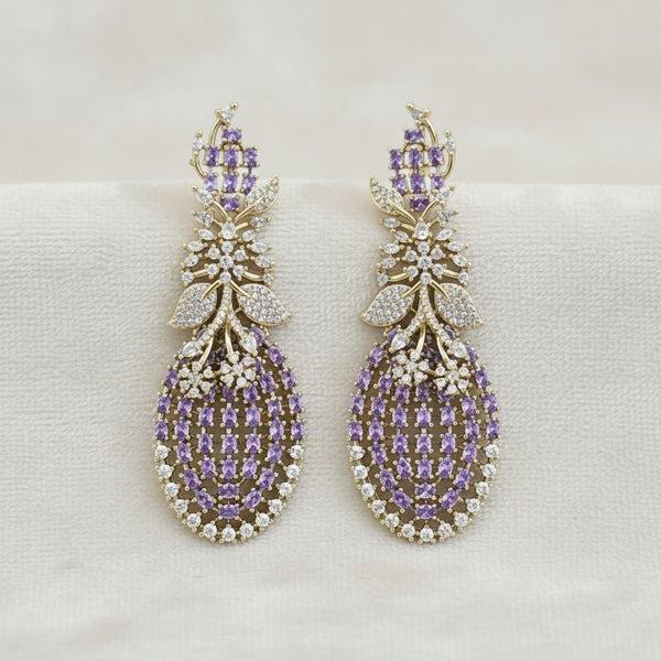 441820 American Diamond Classic Earring With Mehndi Plating