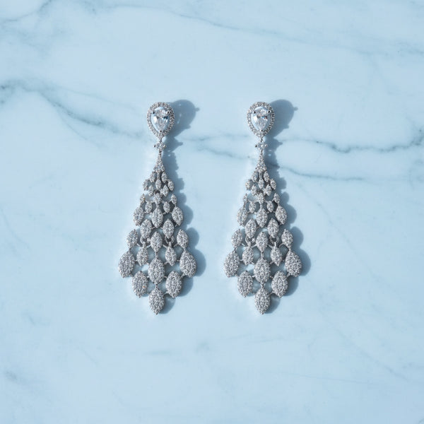 441830 American Diamond Classic Earring With 2 Tone Rhodium Mehndi Plating