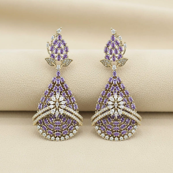 441833 American Diamond Classic Earring With Mehndi Plating