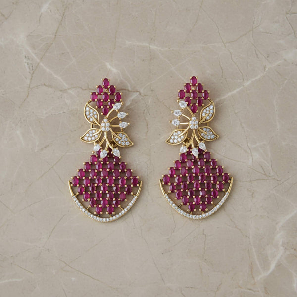 441835 American Diamond Classic Earring With Mehndi Plating
