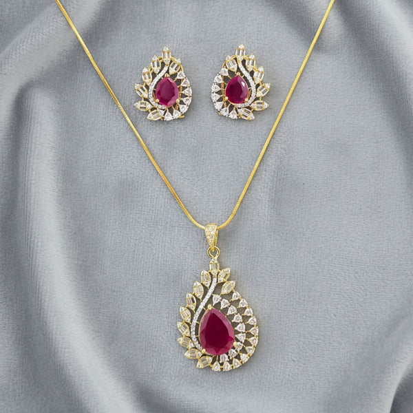 441837 American Diamond Classic Pendant Set With 2 Tone Plating