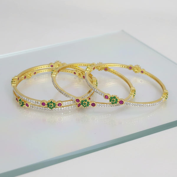 441852 American Diamond Classic Bangles With Gold Plating