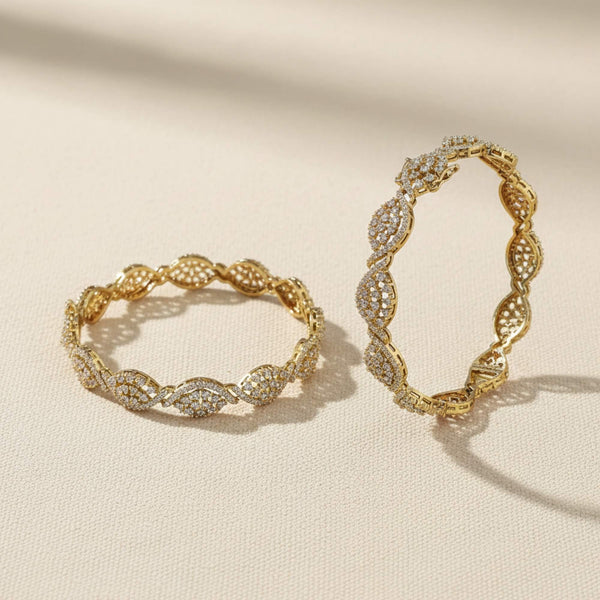 441853 American Diamond Classic Bangles With Mehndi Plating