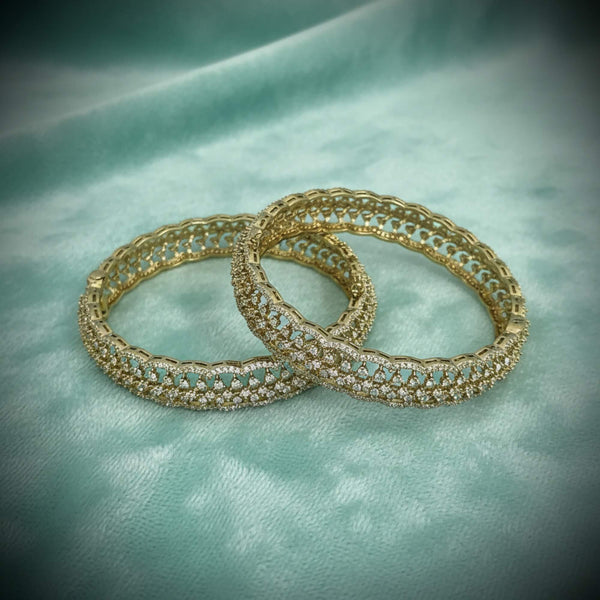 441855 American Diamond Classic Bangles With Mehndi Plating