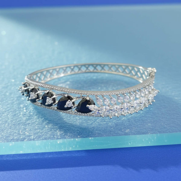 441866 American Diamond Openable Kada With Rhodium Plating