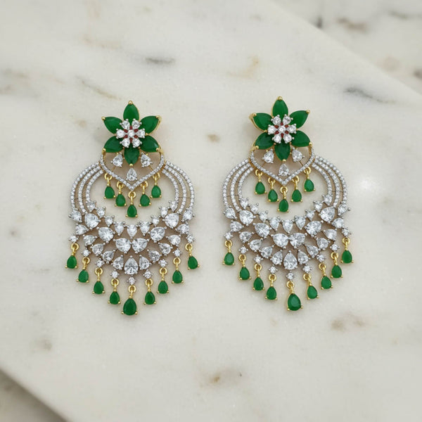 441871 American Diamond Classic Earring With 2 Tone Plating