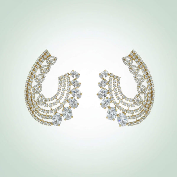 441873 Cz Classic Earring With Mehndi Plating