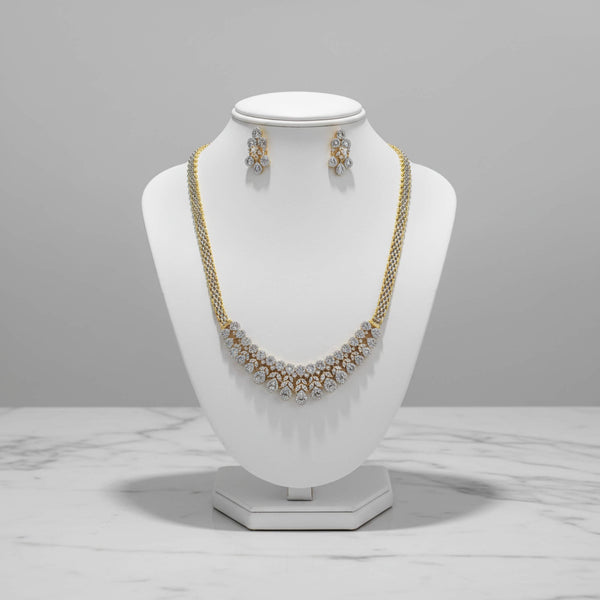 441888 American Diamond Classic Pendant Set With 2 Tone Plating