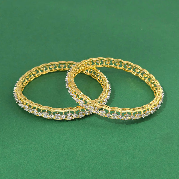 441903 Cz Classic Bangles With 2 Tone Plating
