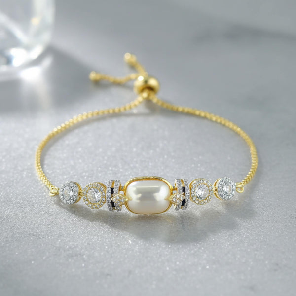 441906 Cz Adjustable Bracelet With Mehndi 2 Tone Rhodium Plating