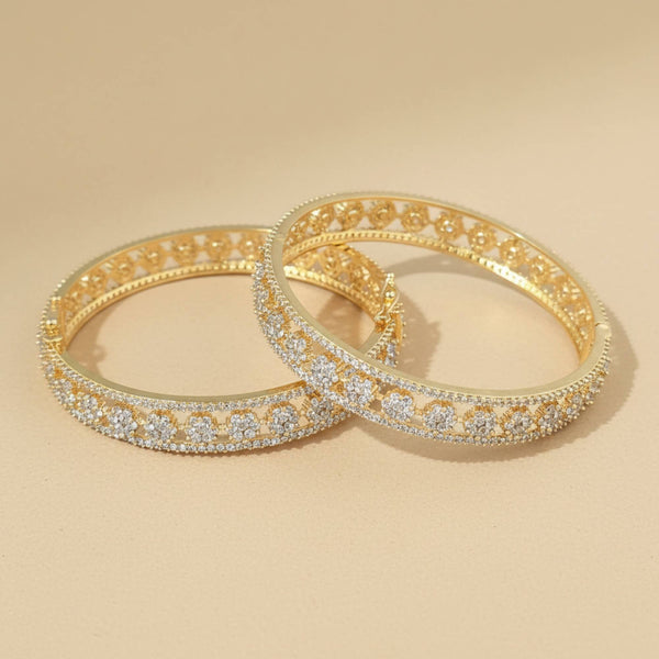 441943 Cz Openable Bangles With 2 Tone Plating