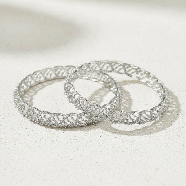 441944 Cz Classic Bangles With Rhodium Plating