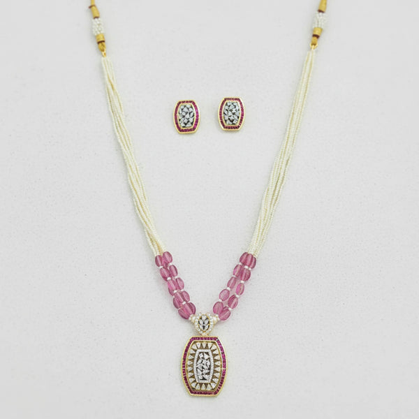 441948 Cz Classic Pendant Set With 2 Tone Plating