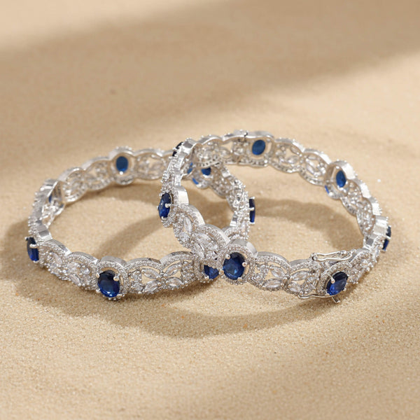 441949 Cz Openable Bangles With Rhodium Plating