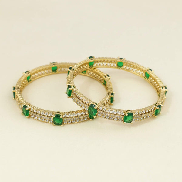 441950 Cz Classic Bangles With Mehndi Plating
