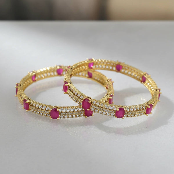 441951 Cz Classic Bangles With Mehndi Plating