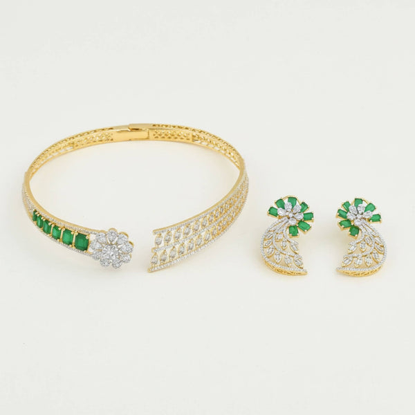 441956 Cz Classic Necklace Set With 2 Tone Plating