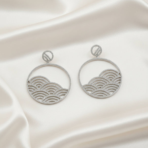 441963 American Diamond Classic Earring With 2 Tone Carat Rhodium Plating