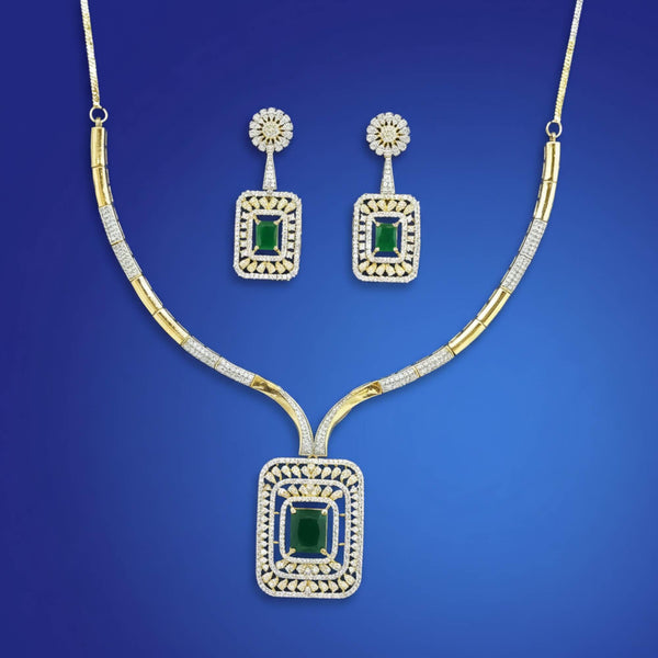 441976 Cz Classic Necklace Set With Gold Plating