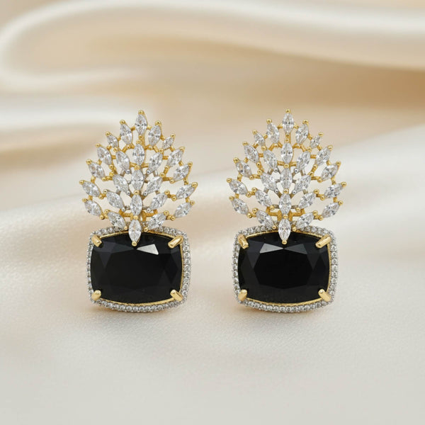 441977 Cz Classic Earring With 2 Tone Plating