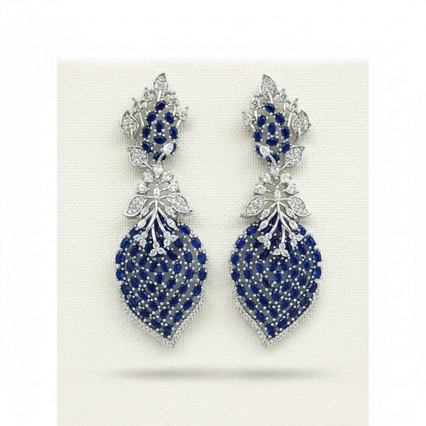 441981 Cz Classic Earring With Rhodium Plating