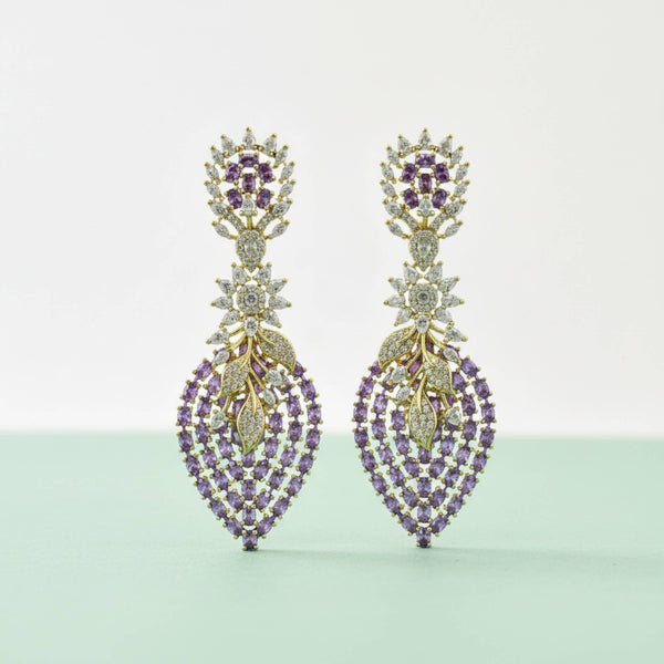 441983 Cz Classic Earring With Mehndi Plating