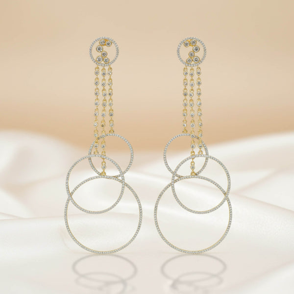 441986 Cz Classic Earring With 2 Tone Rhodium Plating