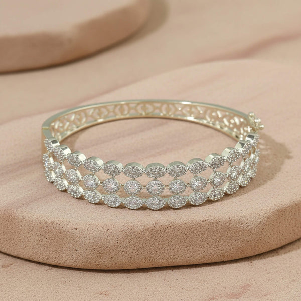 441993 Cz Openable Kada With Mehndi 2 Tone Rhodium Plating