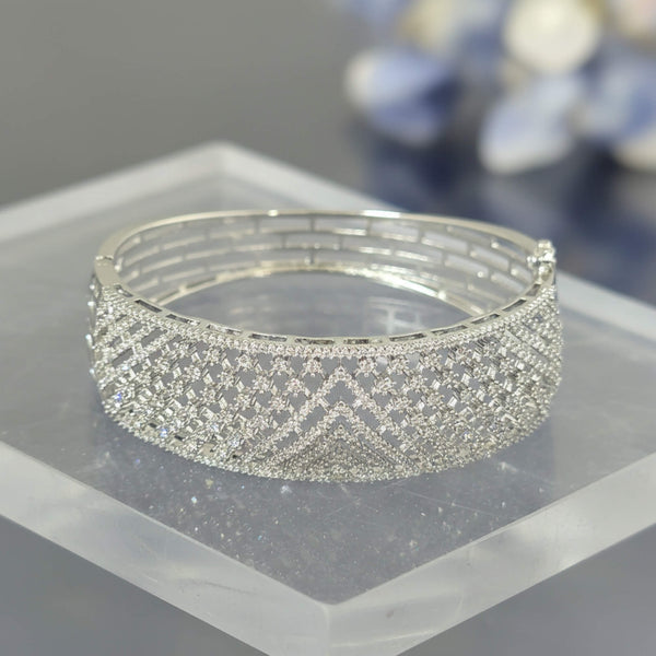 441994 Cz Openable Kada With Mehndi 2 Tone Rhodium Plating