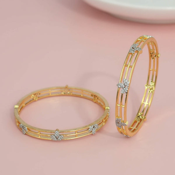441997 Cz Classic Bangles With 2 Tone Plating