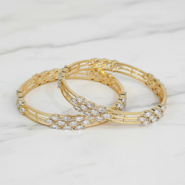 441998 Cz Classic Bangles With 2 Tone Plating