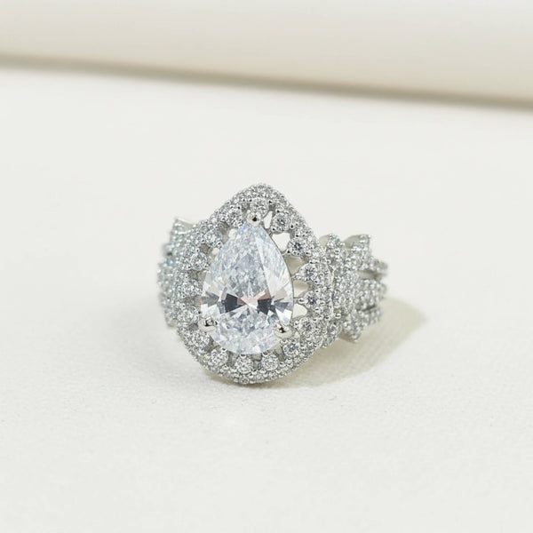 442028 Cz Adjustable Ring With Rhodium Plating