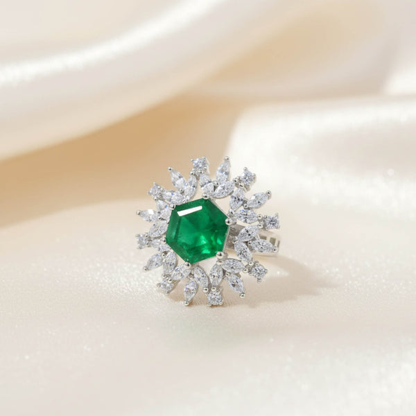 442030 Cz Adjustable Ring With Rhodium Plating