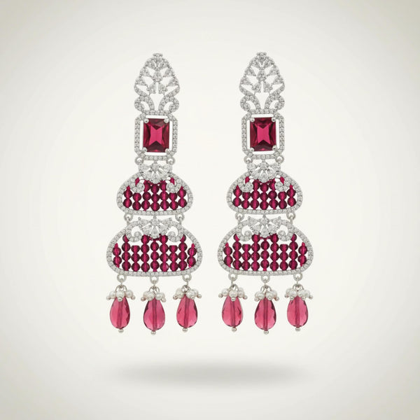 442031 Cz Classic Earring With Rhodium Plating
