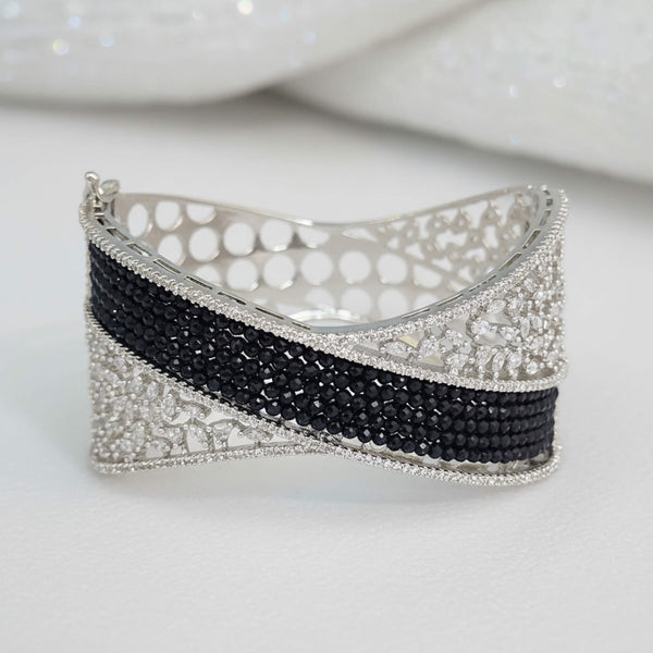 442033 Cz Openable Kada With Rhodium Plating