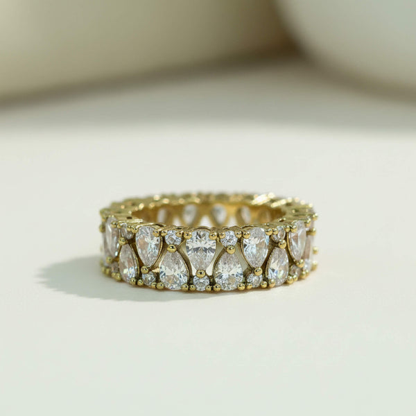 442040 Cz Adjustable Ring With Mehndi 2 Tone Rhodium Plating